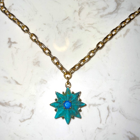 Nwt Turquoise Starburst Pendant Necklace